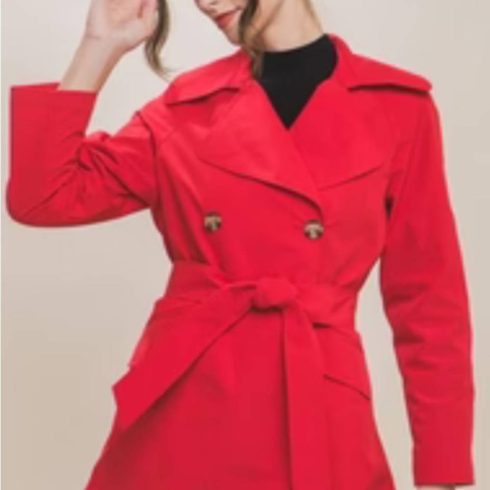 Via Spiga Red Trench Coat Size L